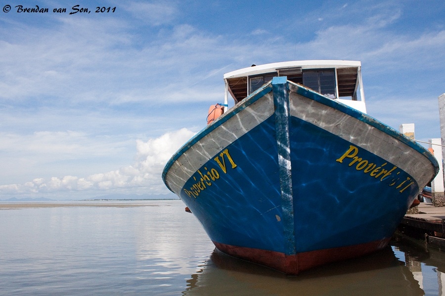 A boat in the port at Ilha do Mel